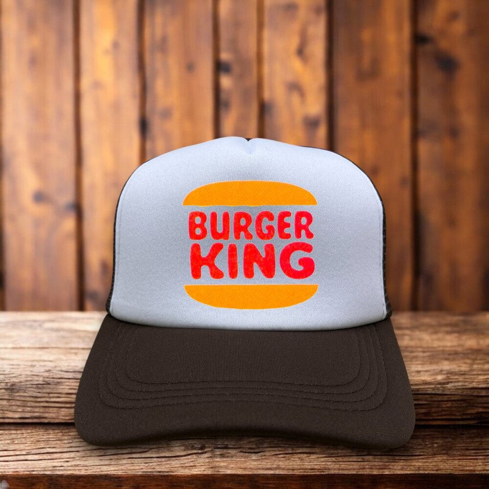 Burger King Mens Trucker Hat Brown Snapback 70s Retro Logo Wendys Baseball Cap